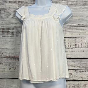White Ruffled Sleeve Flowy Tank Top | Size XXS